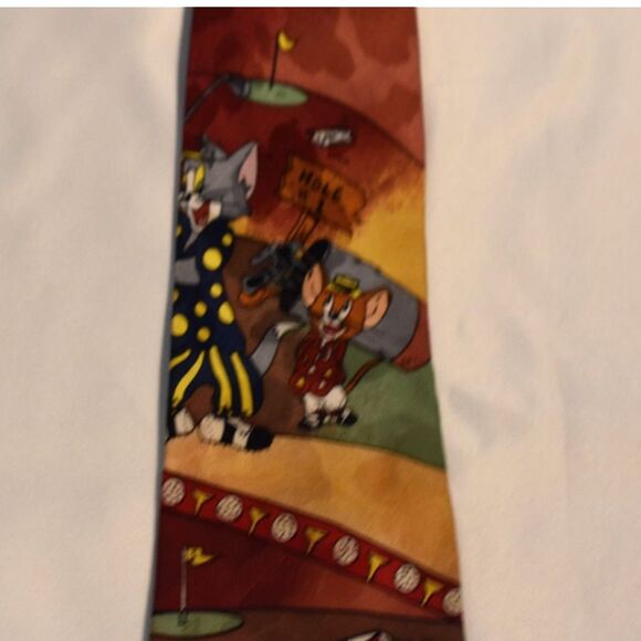 Vintage 1993 Cartoon Network Tom & Jerry Hole In 1 The Golf Game Tie - Picture 3 of 5